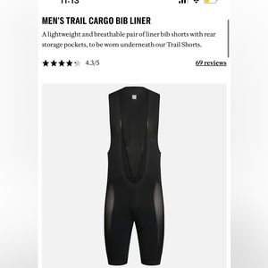 Rapha Mens Trail cargo liner bib